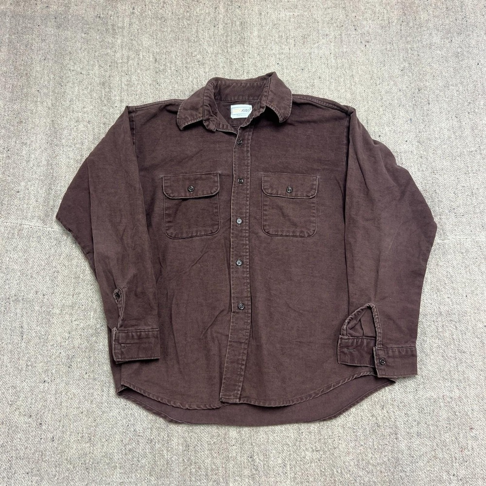 Vintage Sport King Button Up Shirt Mens Large Brown 1970s Chamois